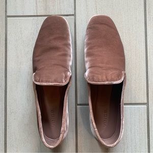 Pink velvet Vince loafers